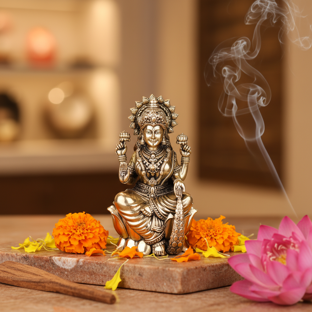 Antique Brass Maa Lakshmi Idol | Fine Brass Laxmi Murti