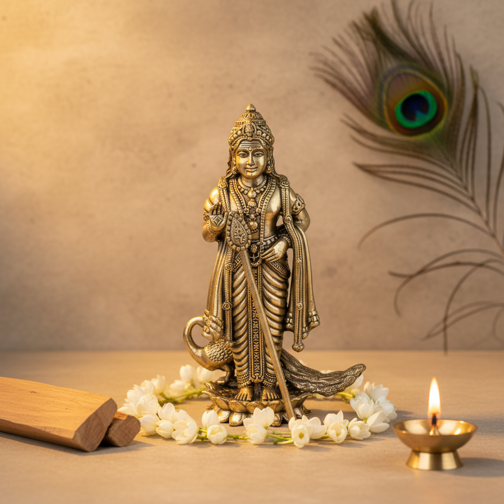 Fine Brass Kartikeya Swamy Idol – Medium Size