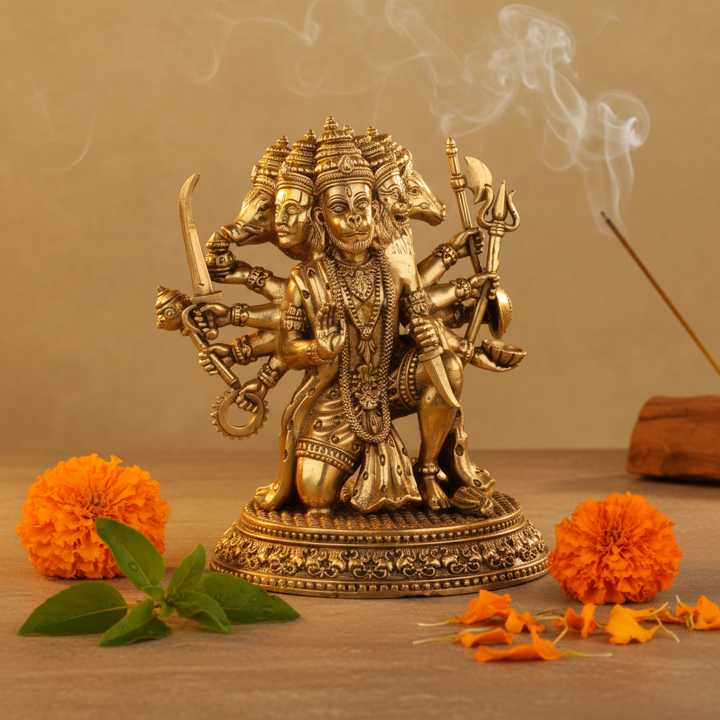 Antique Brass Panchmukhi Hanuman Idol – Powerful Protection Statue