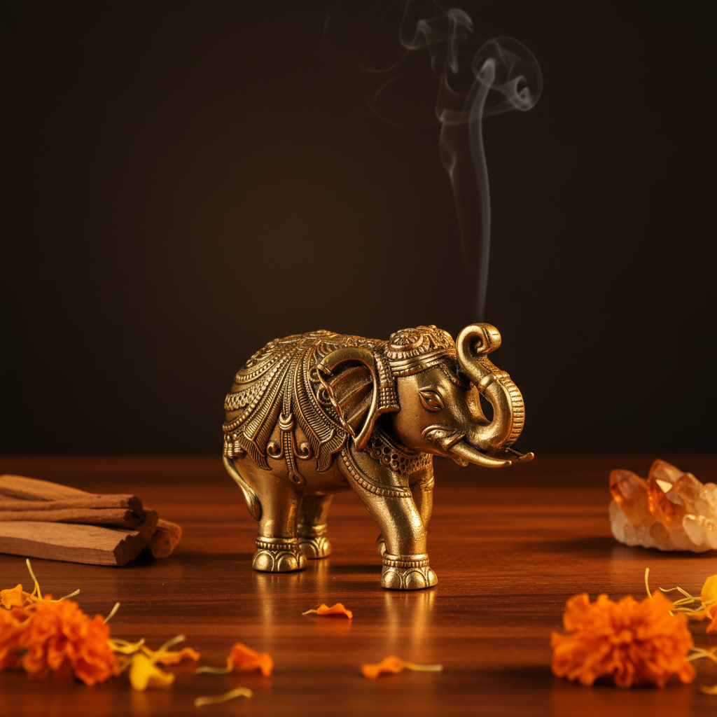 Fine Brass Elephant Showpiece – Small Size