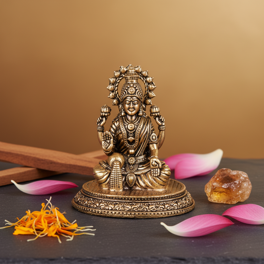 Mini Fine Brass Lakshmi Idol