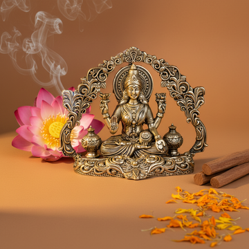 Antique Brass Goddess Lakshmi Idol with Decorative Arch