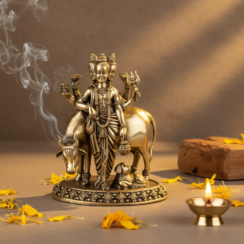 Fine Brass Dattatreya Idol for Home Décor