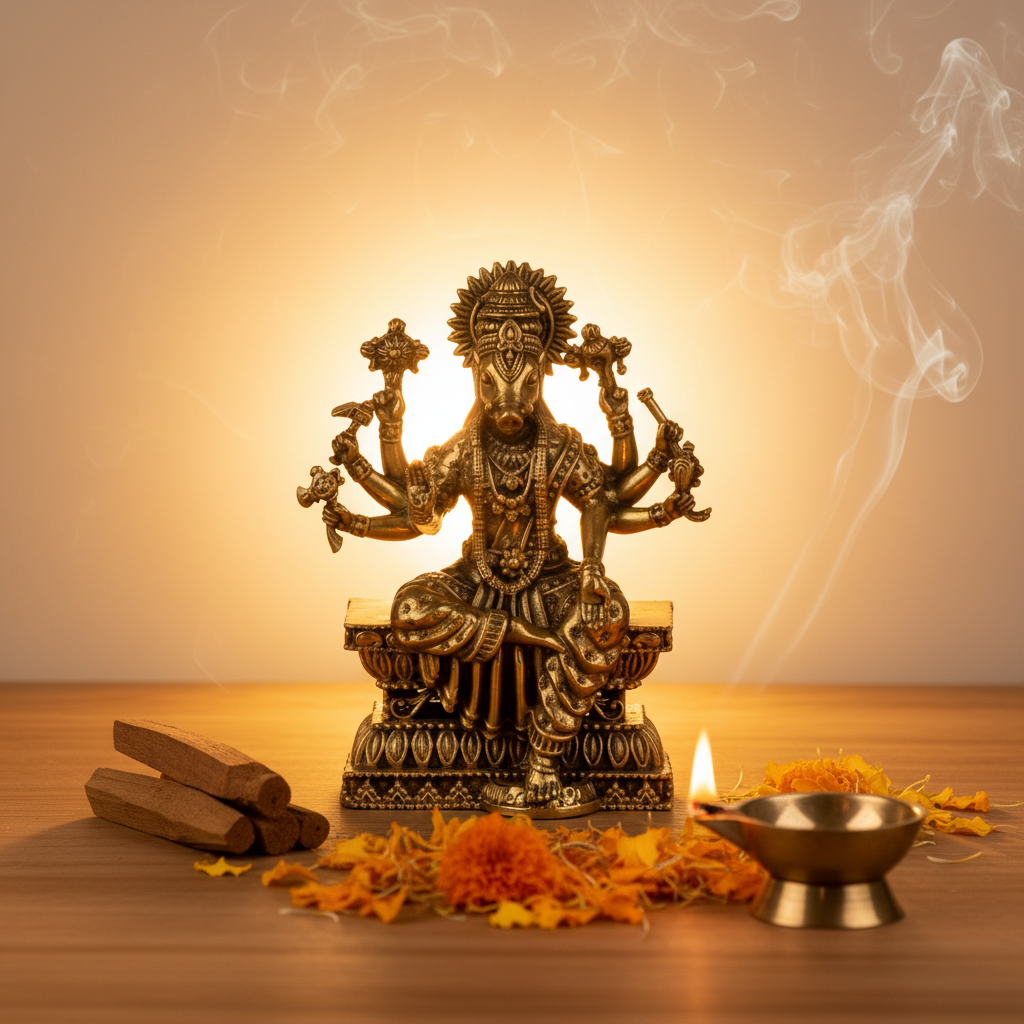 Antique Brass Goddess Varahi Idol | Fine Brass Varahi Devi Statue