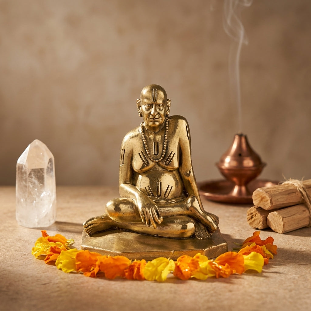 Antique Brass Shri Swami Samarth Idol | Fine Brass Swami Samarth Maharaj Murti