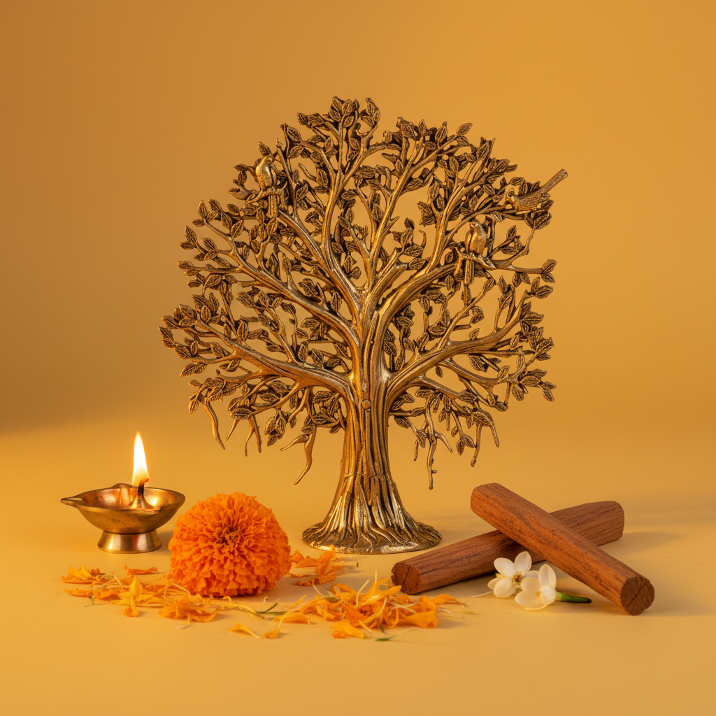 Antique Brass Tree of Life Showpiece | Kalpavriksha Inspired Spiritual Décor