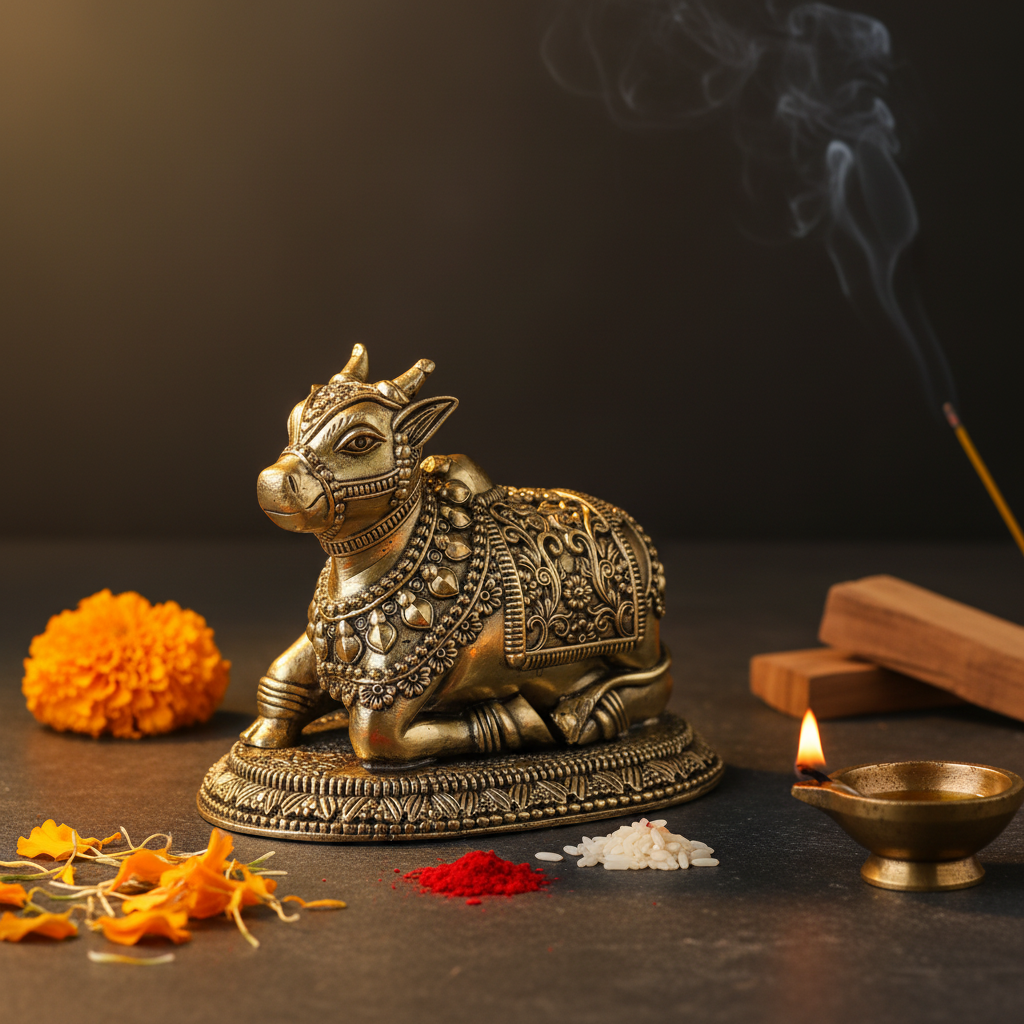 Antique Brass Nandi Idol