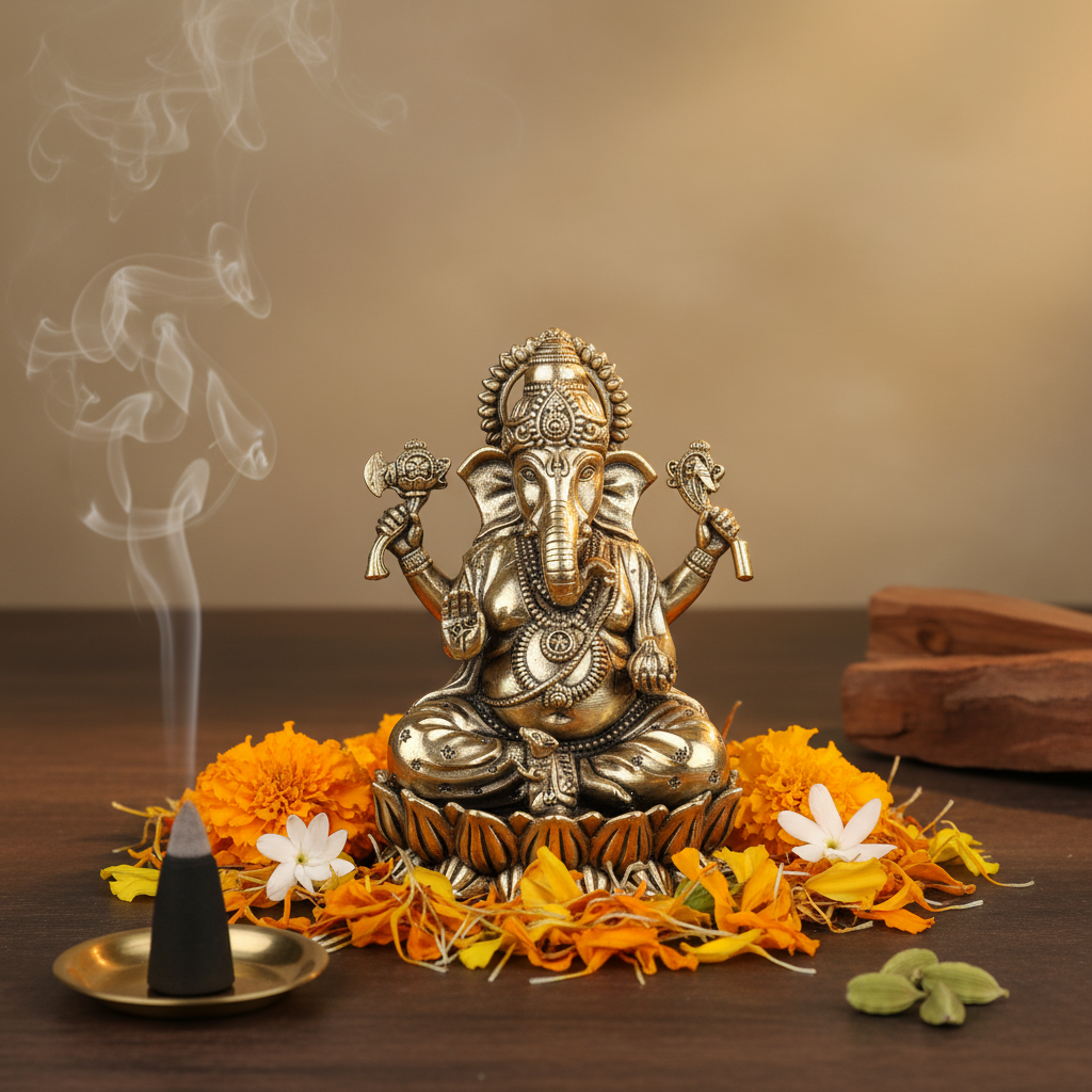 Antique Brass Lord Ganesha Idol | Fine Brass Ganpati Statue