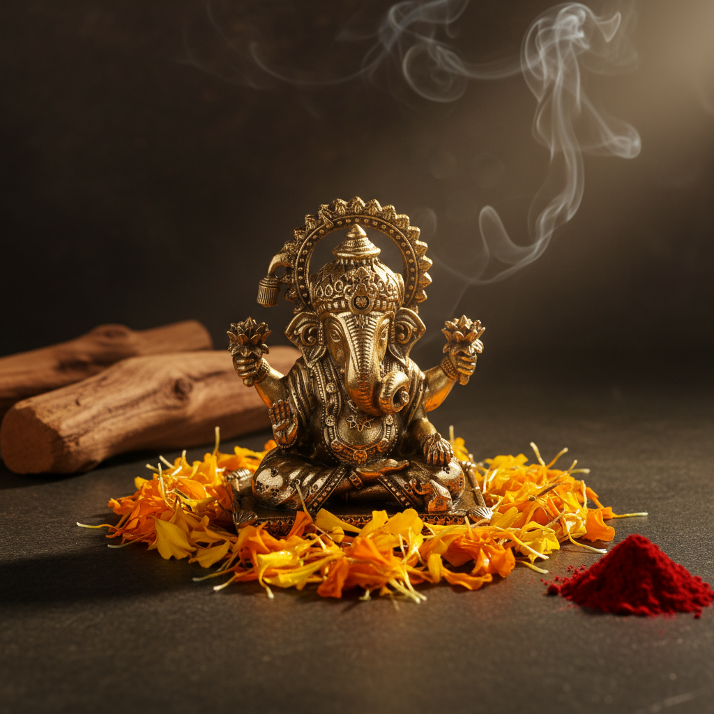 Antique Brass Lord Ganesha Idol | Fine Brass Ganpati Murti