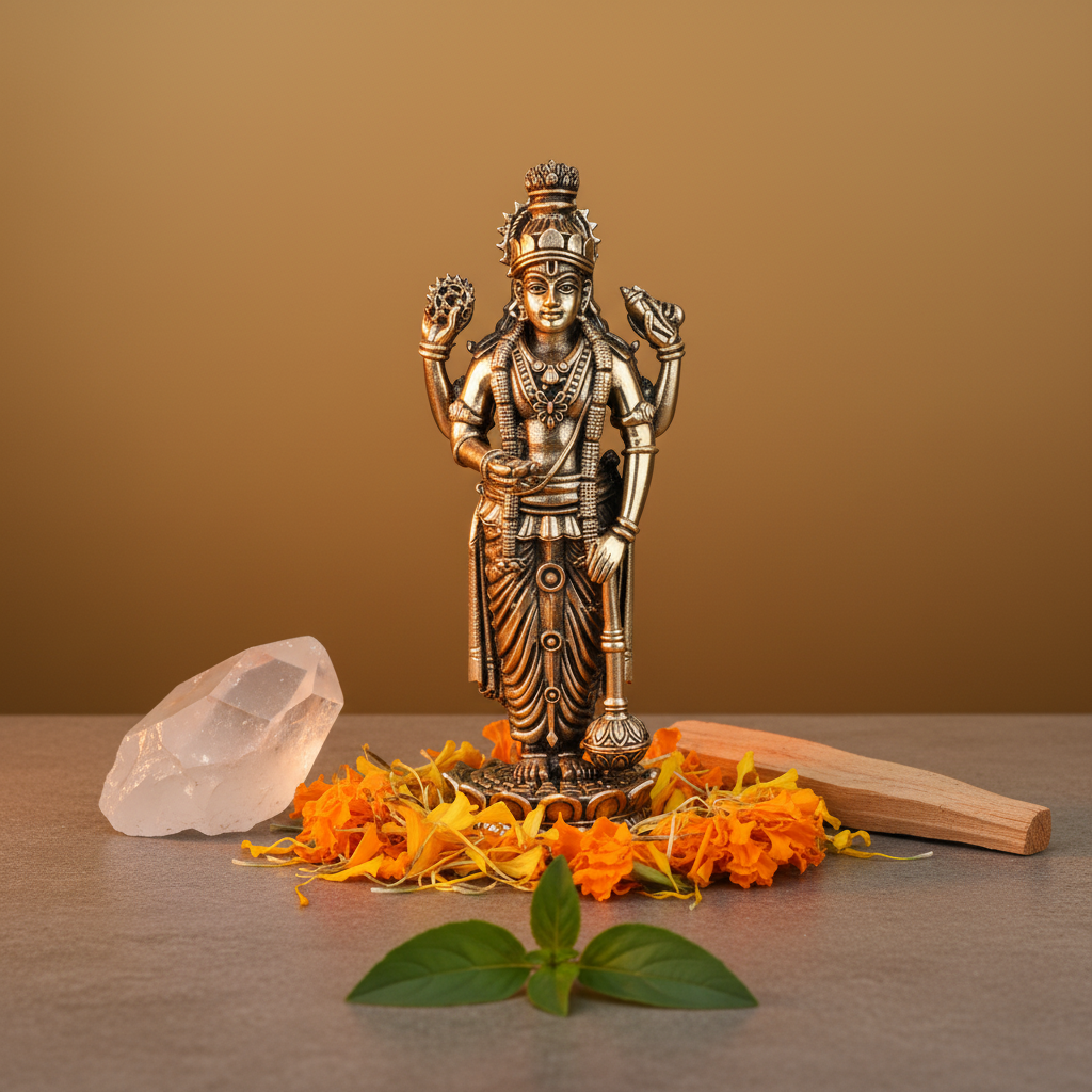 Fine Brass Lord Vishnu Idol – Decorative Spiritual Showpiece