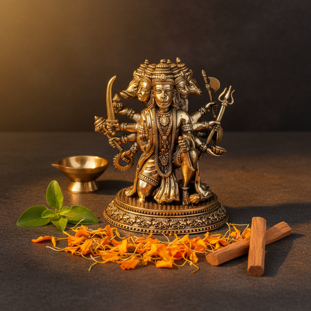 Antique Brass Panchmukhi Hanuman Idol | 5 Face Hanuman Murti
