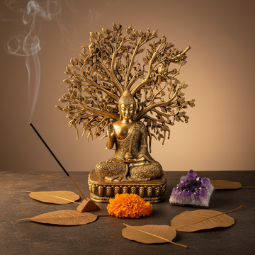 Fine Brass Buddha Tree Statue – Medium Size