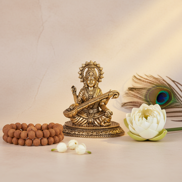 Mini Antique Brass Saraswati Idol – Maa Saraswati Murti
