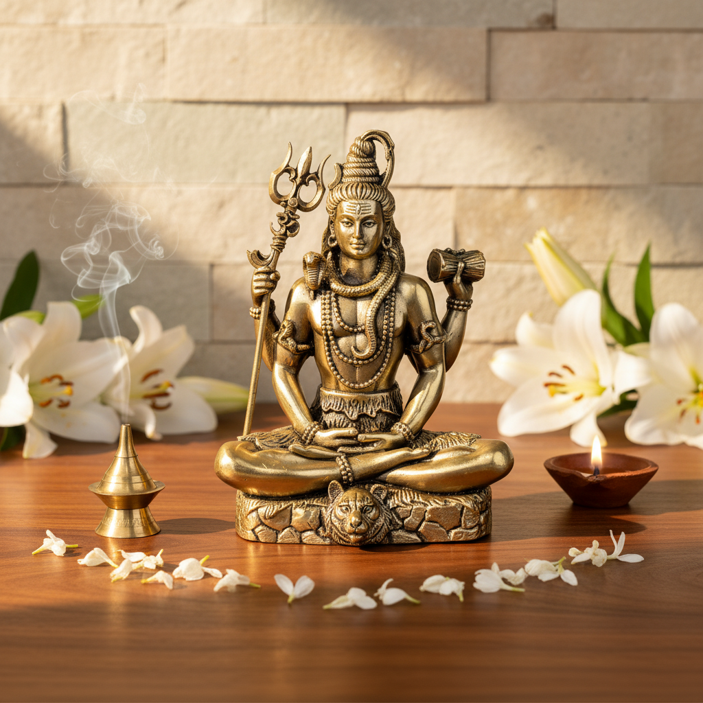 Fine Brass Meditating Shiva Idol for Home Décor
