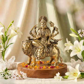 Antique Brass Maa Durga Idol on Lion – Sherawali Murti