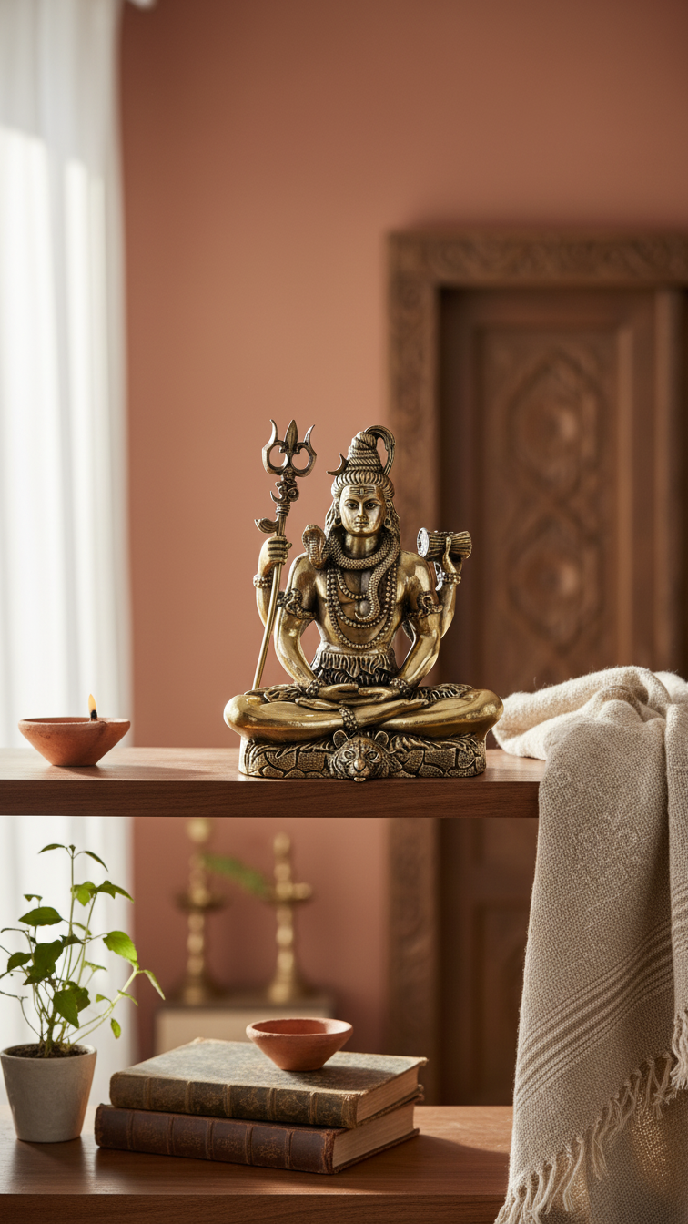 Antique Brass Meditating Lord Shiva Idol – Fine Brass Shiv Ji Murti