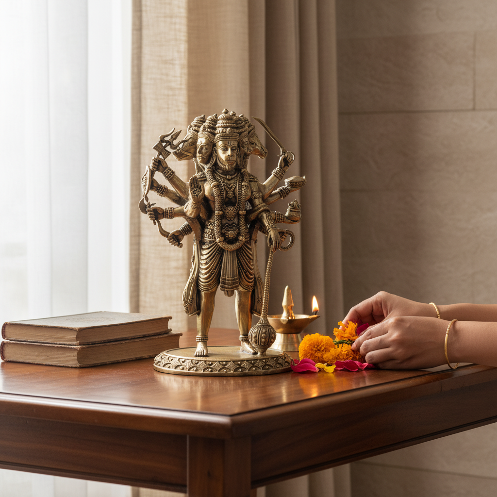 Antique Brass Panchmukhi Hanuman Idol – Fine Brass Hanuman Statue