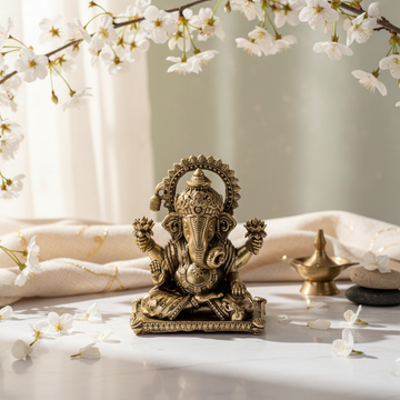 Antique Brass Lord Ganesha Idol | Fine Brass Ganpati Murti