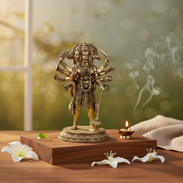 Fine Brass Panchmukhi Hanuman Idol for Home & Office Décor