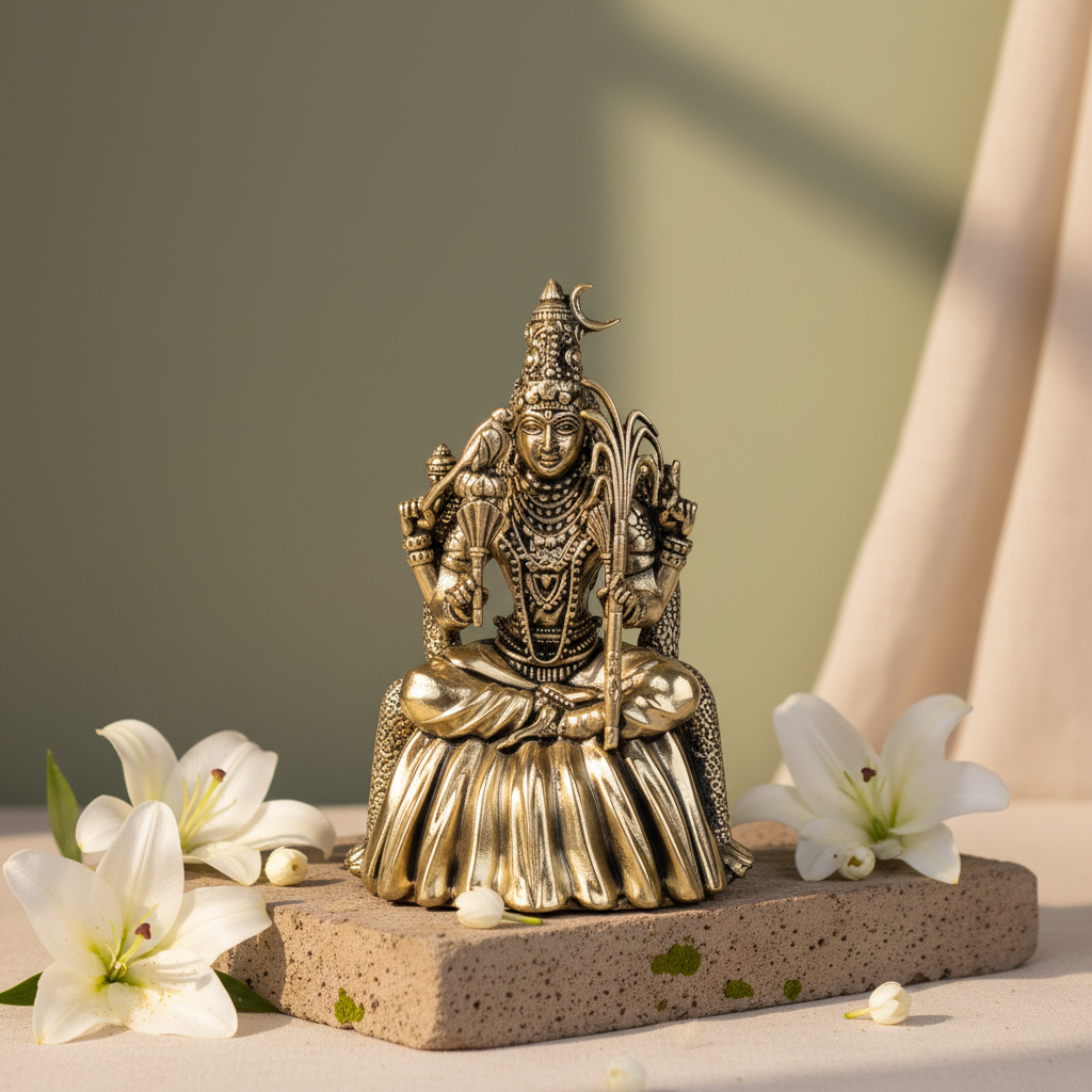 Antique Brass Rajarajeshwari Idol – Tripura Sundari Devi Murti