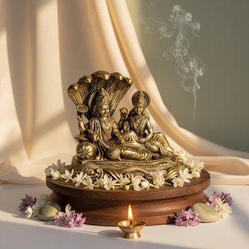 Antique Brass Vishnu Lakshmi Idol | Laxmi Narayan Murti for Home Temple