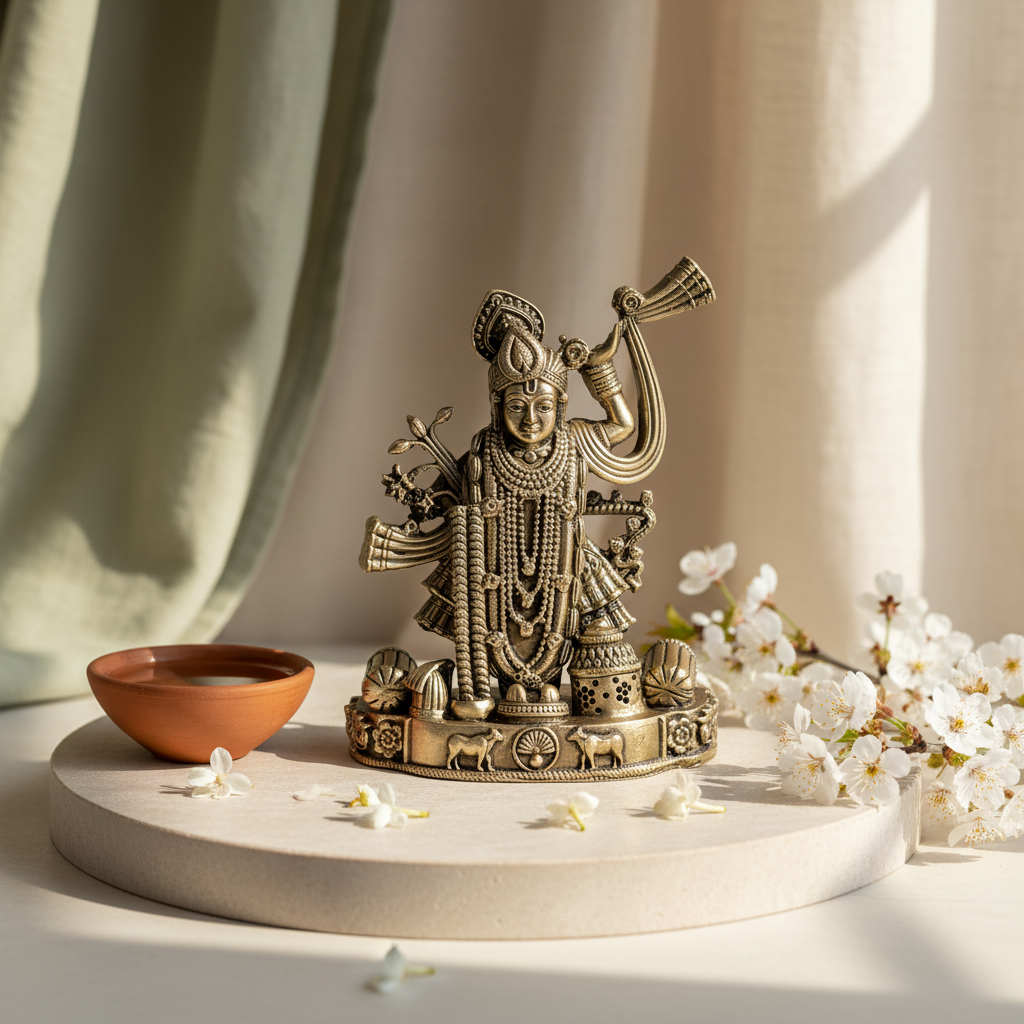 Antique Brass Shreenathji Idol – Shree Nath Ji Murti