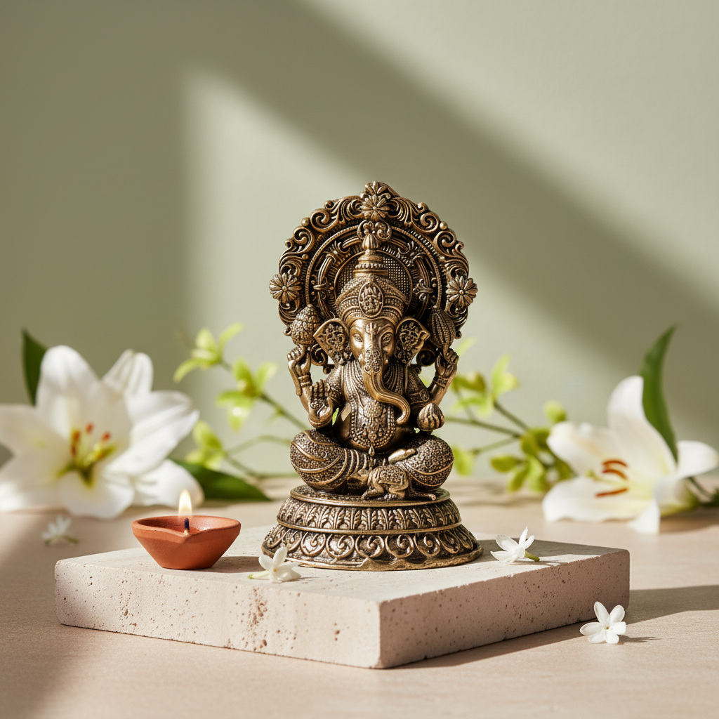 Fine Brass Lord Ganesha Idol – Medium Size