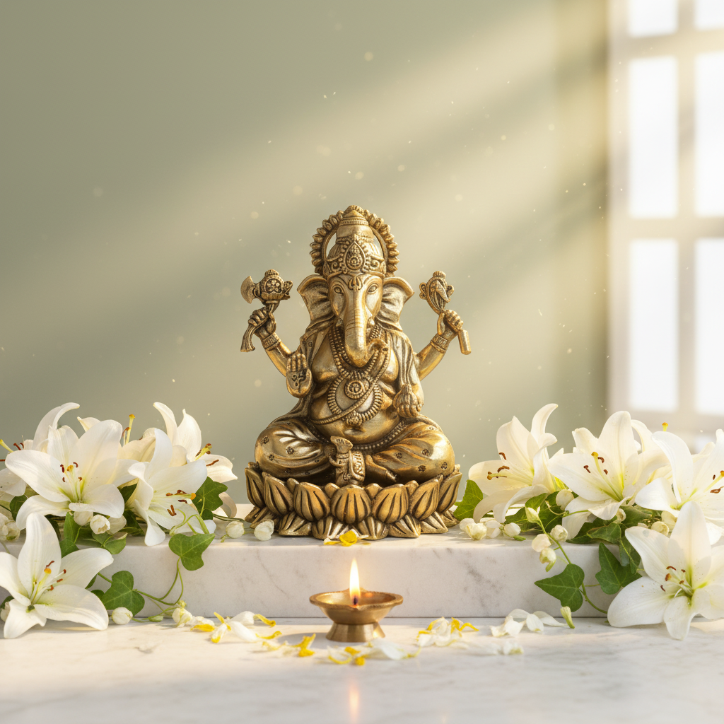 Antique Brass Lord Ganesha Idol | Fine Brass Ganpati Statue