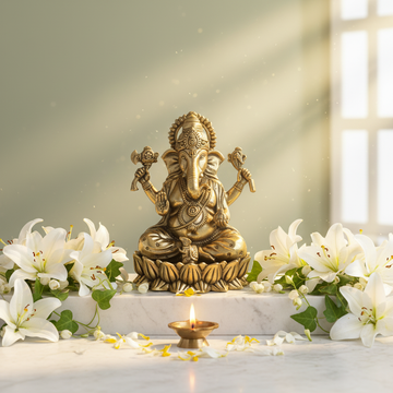 Antique Brass Lord Ganesha Idol | Fine Brass Ganpati Statue