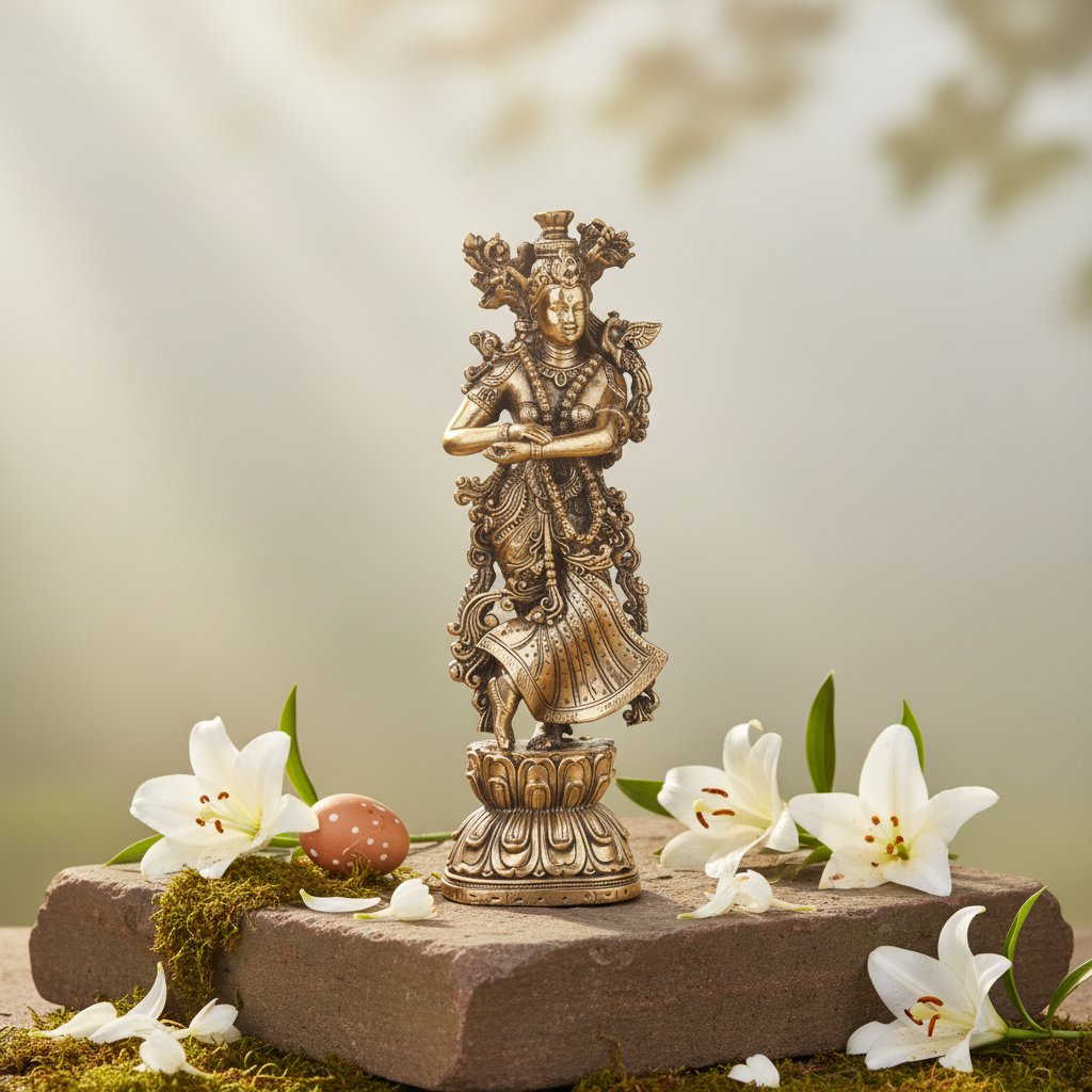 Fine Brass Radha Rani Idol – Decorative Spiritual Showpiece