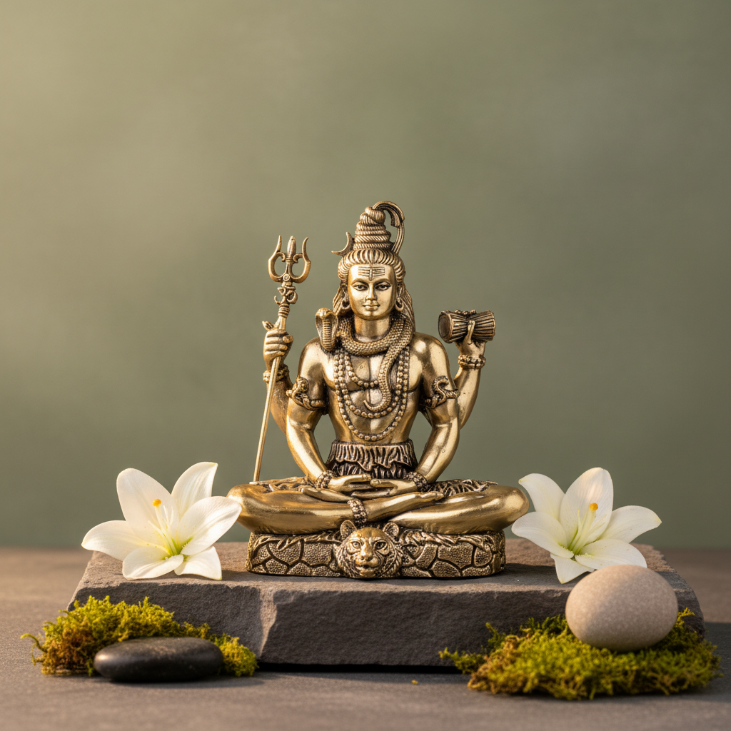Antique Brass Lord Shiva Meditation Idol | Fine Brass Mahadev Murti