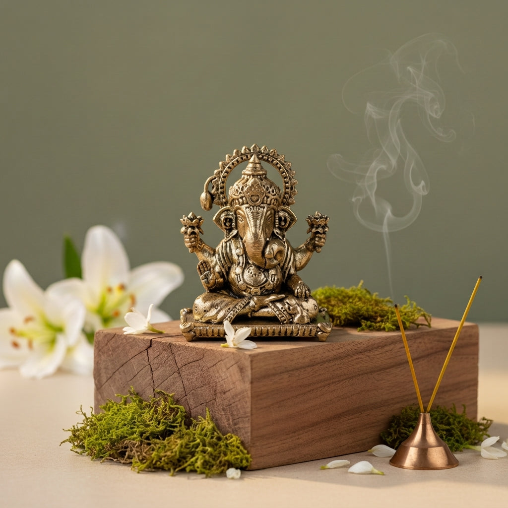 Mini Fine Brass Ganesha Idol