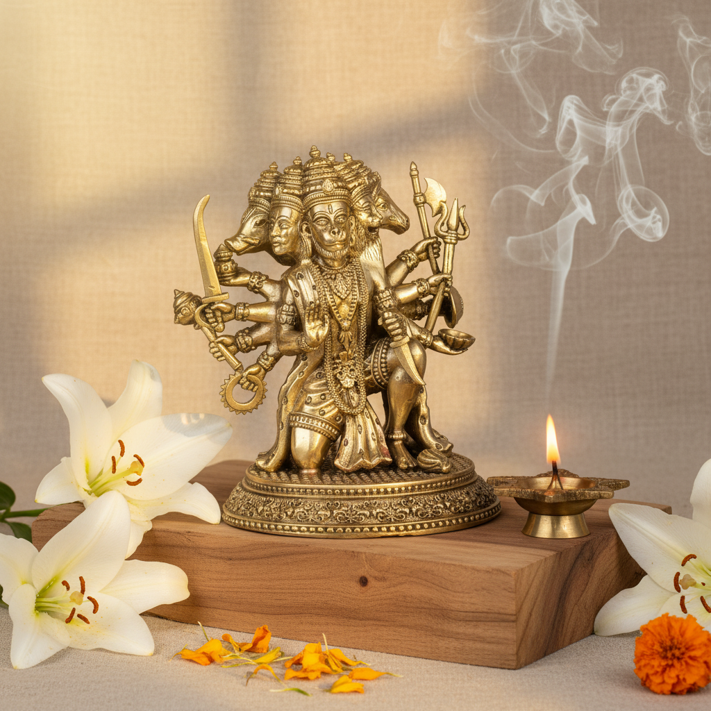Antique Brass Panchmukhi Hanuman Idol – Powerful Protection Statue