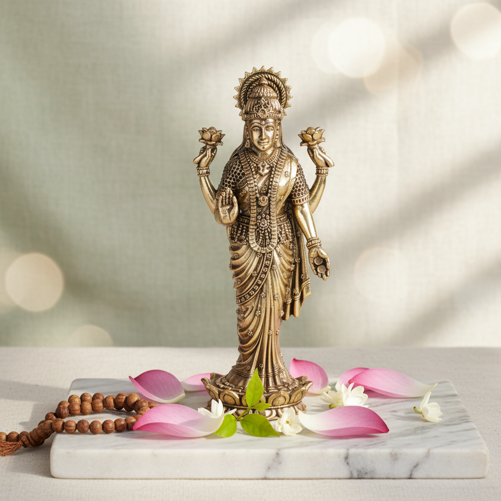 Fine Brass Goddess Lakshmi Idol – Medium Size
