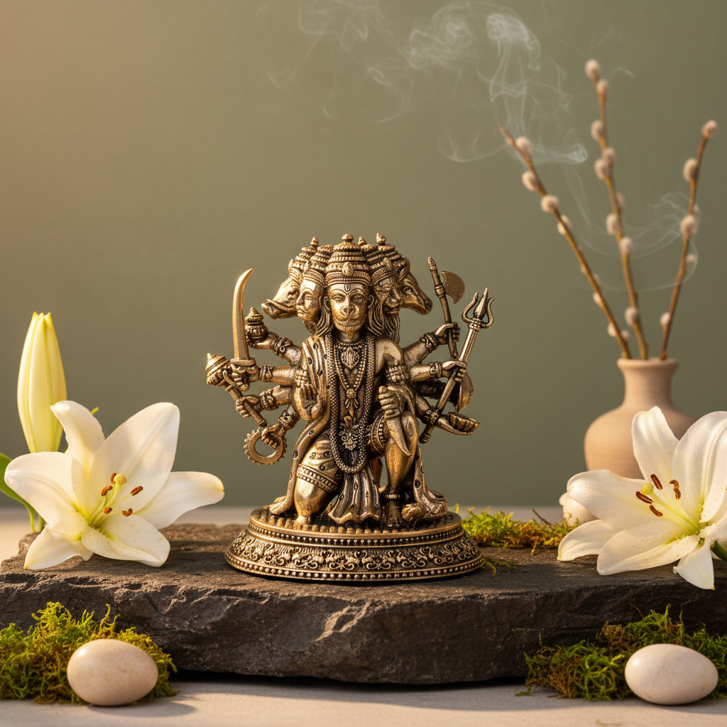 Antique Brass Panchmukhi Hanuman Idol | 5 Face Hanuman Murti
