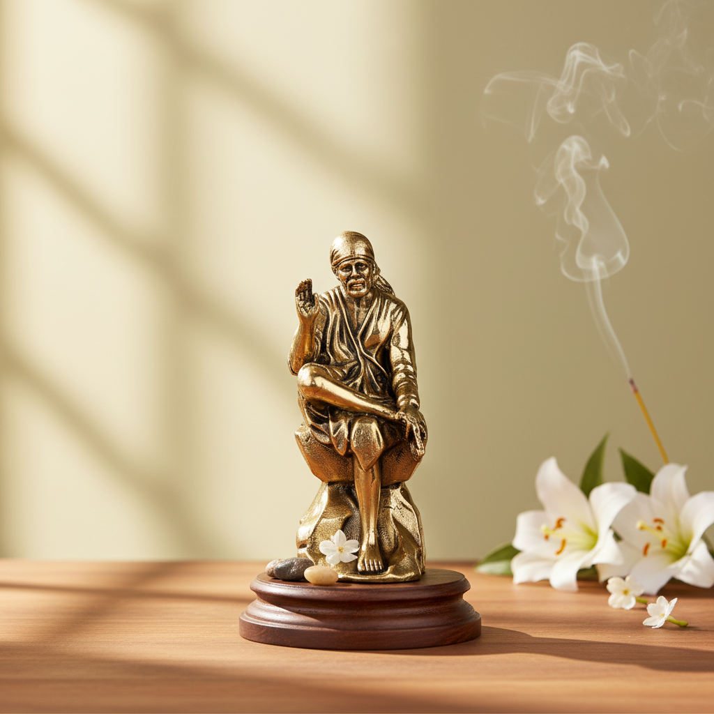 Fine Brass Shirdi Sai Baba Idol for Home Temple & Décor – Small Size