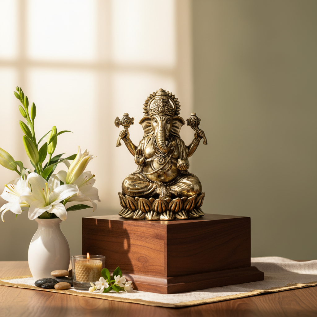 Antique Brass Ganesha Idol – Premium Ganpati Murti