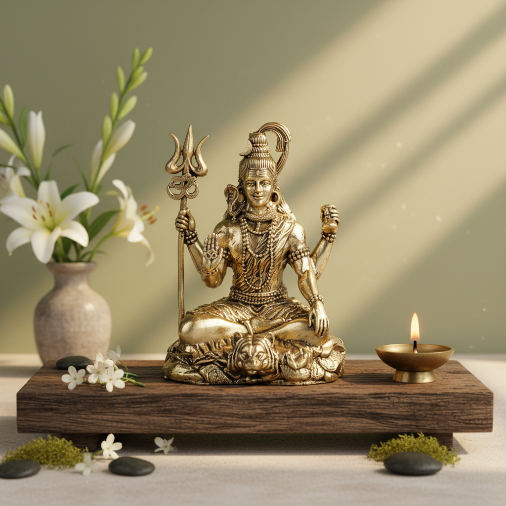 Antique Brass Lord Shiva Idol | Fine Brass Shiv Murti for Meditation, Peace