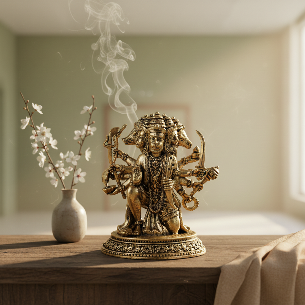 Antique Brass Panchmukhi Hanuman Idol | Fine Brass Hanuman Murti