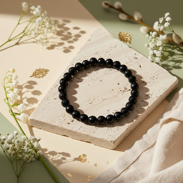 Natural Black Tourmaline Crystal Stone Bracelet 7mm