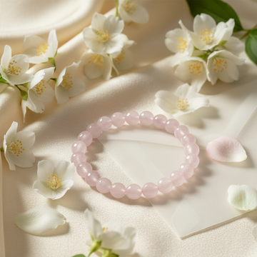 Natural Rose Quartz Crystal Stone Bracelet – Love, Healing & Harmony- 8mm