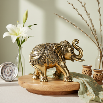 Antique Brass Elephant Idol | Fine Brass Lucky Elephant Statue