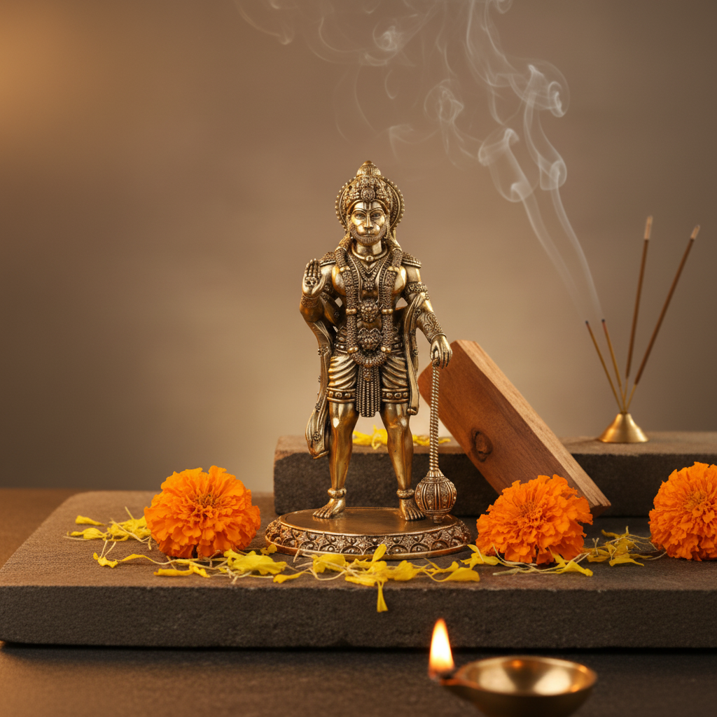 Antique Brass Standing Hanuman Ji Idol – Fine Brass Bajrangbali Murti