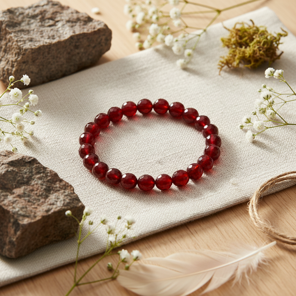 Natural Carnelian Crystal Stone Bracelet for Career Growth & Vitality-8mm
