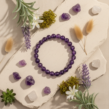 Natural Amethyst Crystal Stone Bracelet 8mm