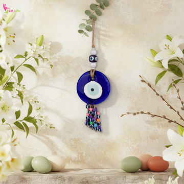Evil Eye Wall Decor with Colorful Beads | Spiritual Nazar Battu for Home & Office – 26 cm Hight