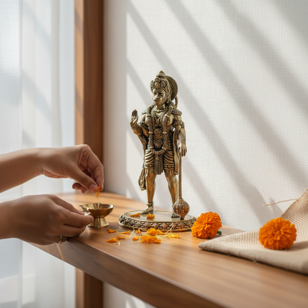 Antique Brass Standing Hanuman Ji Idol – Fine Brass Bajrangbali Murti