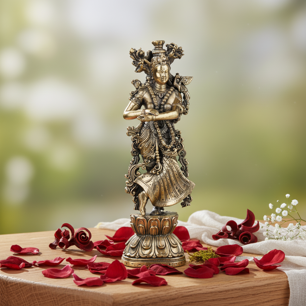 Antique Brass Radha Ji Idol | Fine Brass Kishori Ji Murti