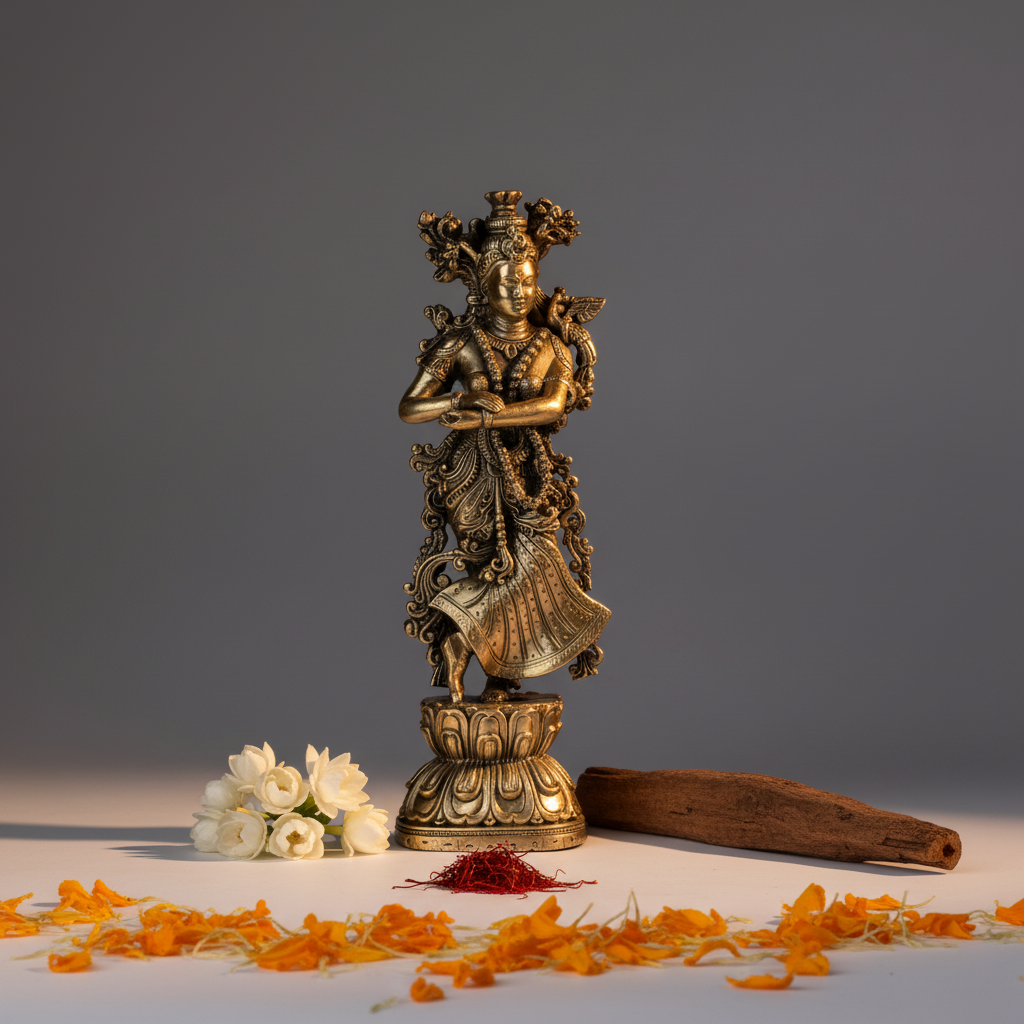 Antique Brass Radha Ji Idol | Fine Brass Kishori Ji Murti