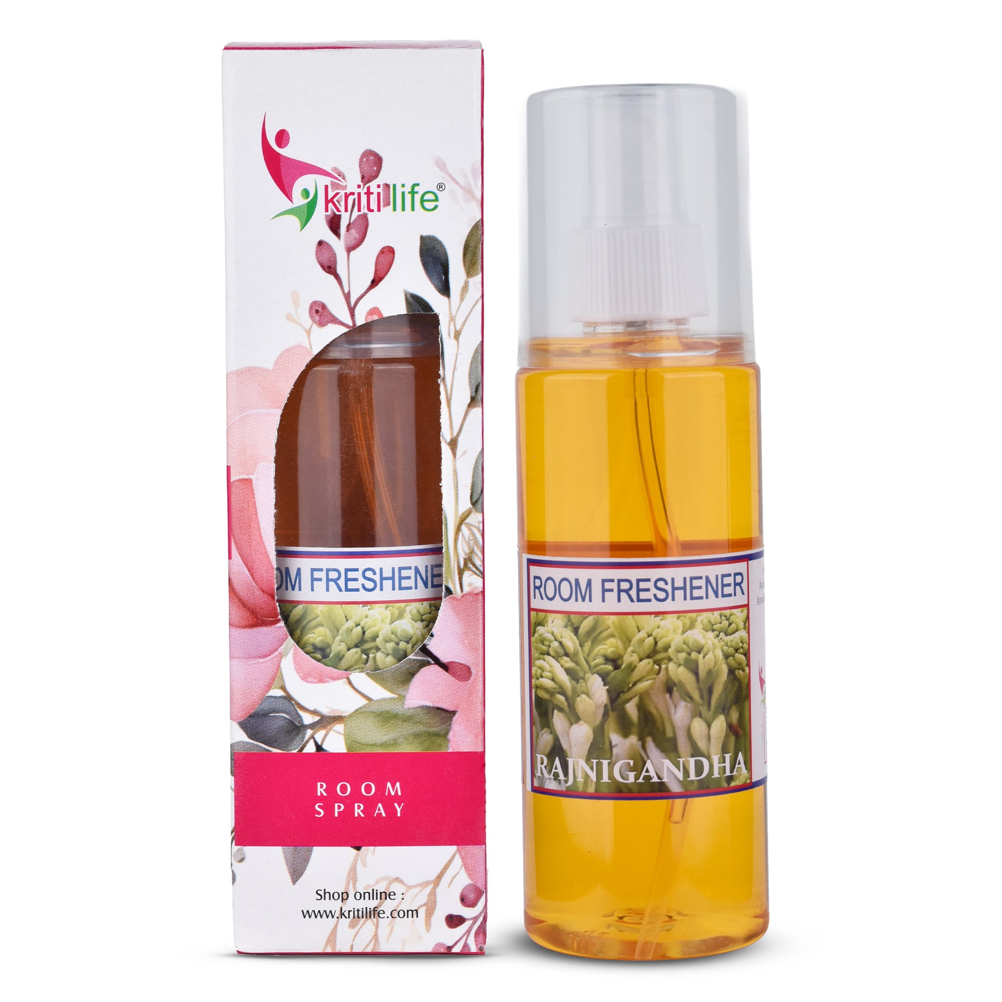 Kriti Life Room Spray - Rajni Gandha 165 ML Long-Lasting Fragrance for Home &amp; Office